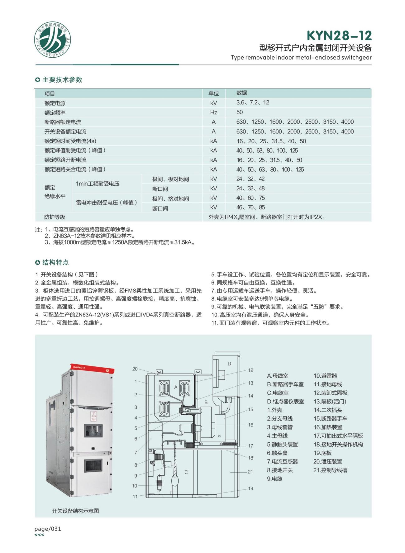 KYN28-12型鎧裝移開式交流金屬封閉開關(guān)設(shè)備